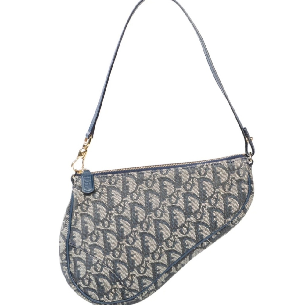 VTG CHRISTIAN DIOR MONOGRAM TROTTER CANVAS MINI SADDLE MINI SHOULDER BAG